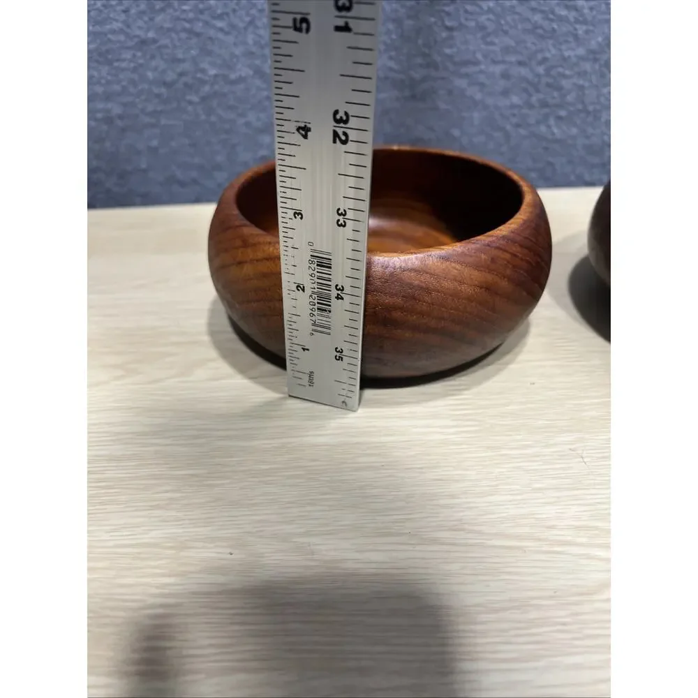Vintage Good Wood Large Teak Wood Salad Bowl Plus 2 Small Bowls Made In Thailand